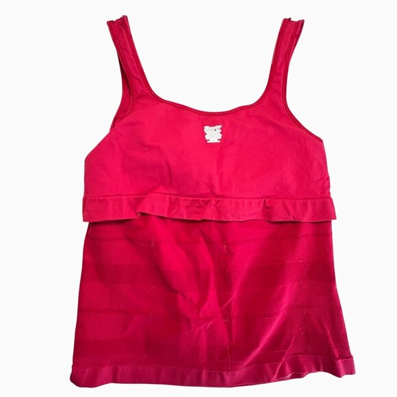 VTG Champion Double Dri Womans Large Stretch Red Striped Tee Tank Top w/ Bra USA - Picture 3 of 10